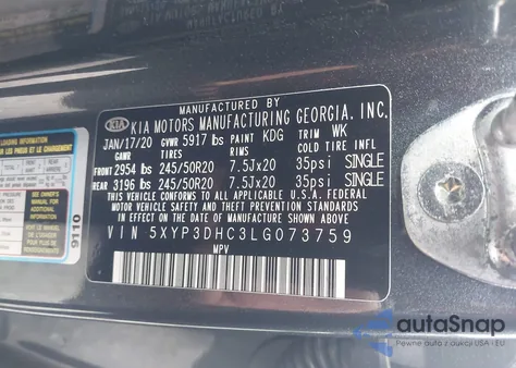 2020 Kia Telluride Ex from USA, damaged, VIN 5XYP3DHC3LG073759